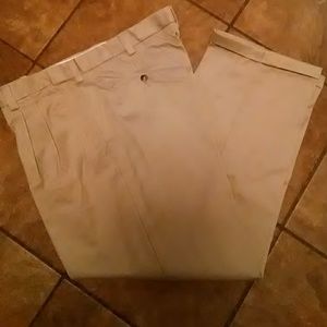 men's pleated cuffed khaki pants